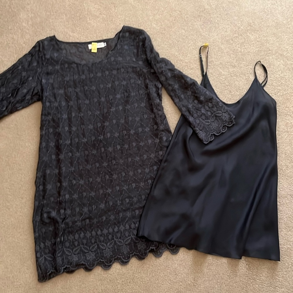 Gray dress, very flattering